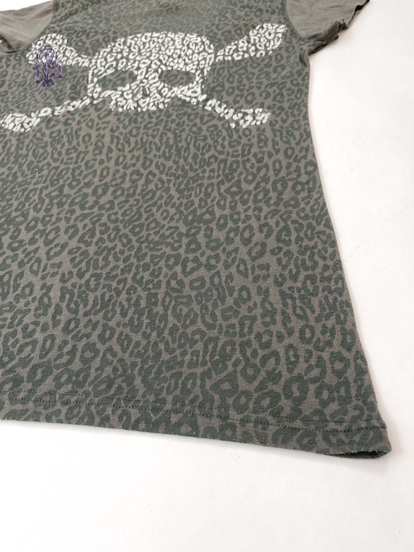 Semi sheer leopard print skull t-shirt