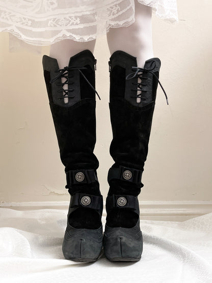 EU37 real leather lace up victorian doll boots, euro label