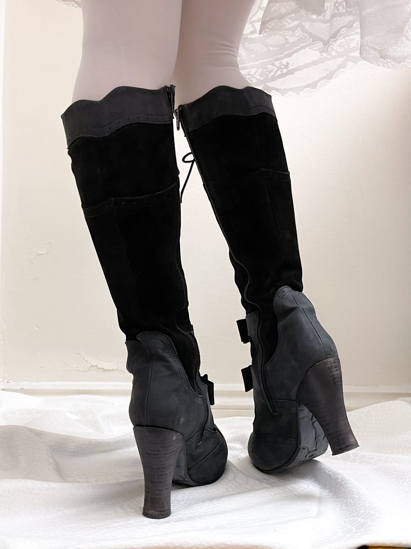 EU37 real leather lace up victorian doll boots, euro label