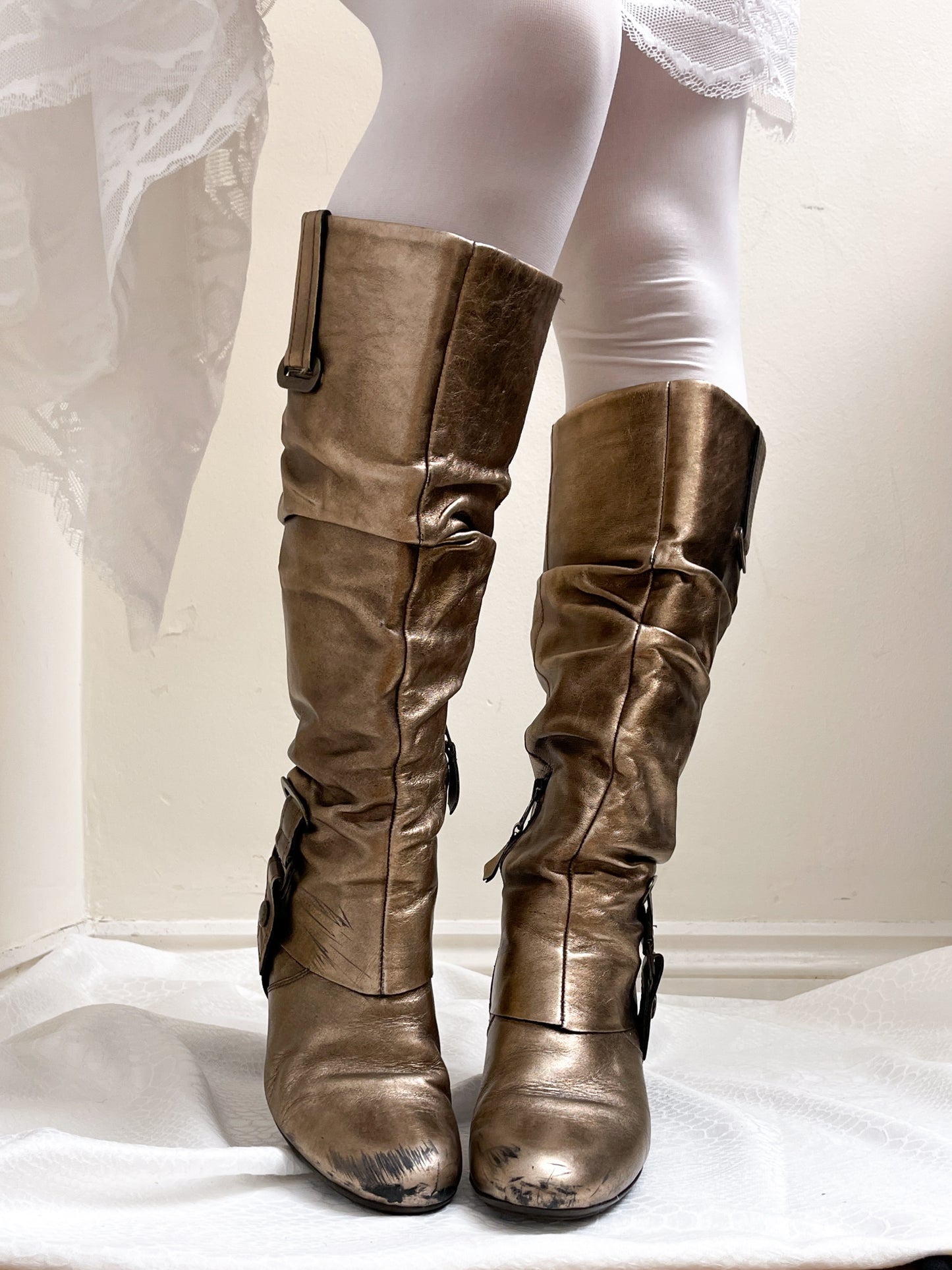 EU37 real leather gold elf boots, euro label