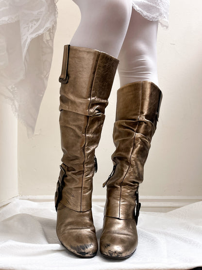 EU37 real leather gold elf boots, euro label