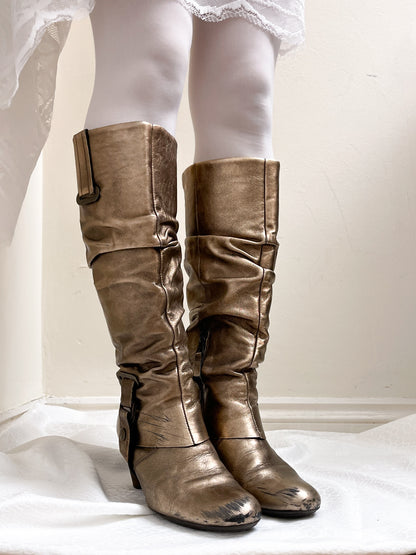 EU37 real leather gold elf boots, euro label