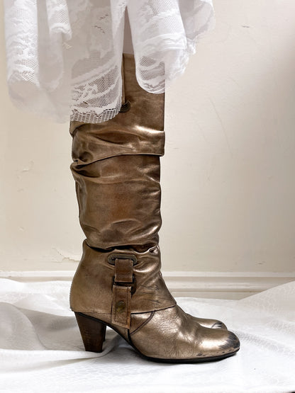 EU37 real leather gold elf boots, euro label