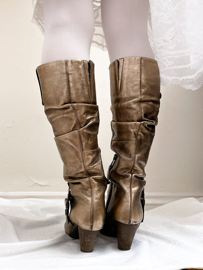 EU37 real leather gold elf boots, euro label