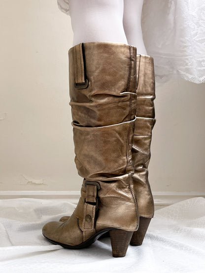 EU37 real leather gold elf boots, euro label