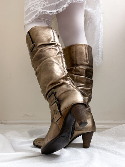 EU37 real leather gold elf boots, euro label