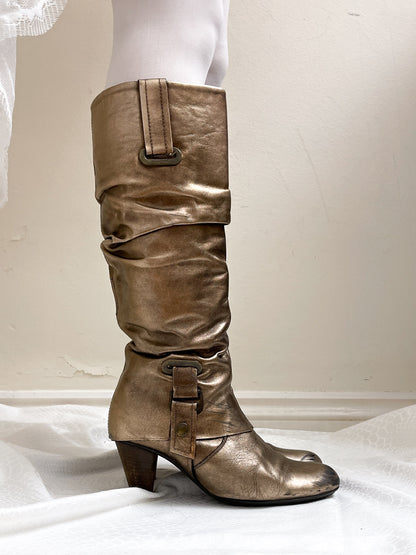 EU37 real leather gold elf boots, euro label