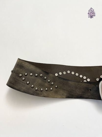 asymmetric rivets belt (real leather), euro label