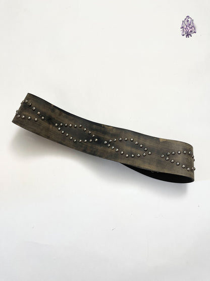 asymmetric rivets belt (real leather), euro label