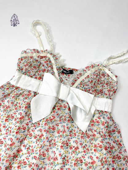 Bowknot floral print puff camisole