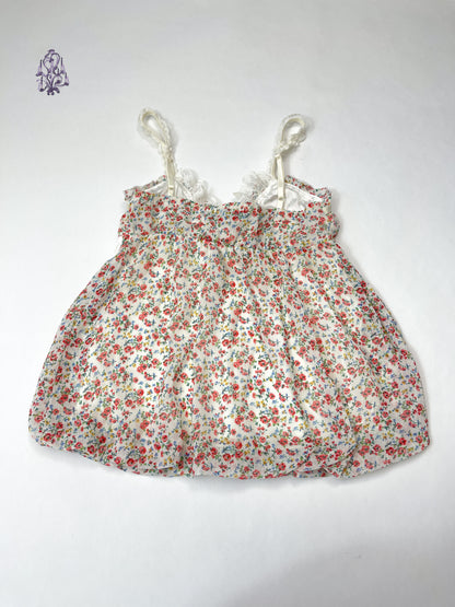 Bowknot floral print puff camisole