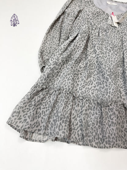 Gyaru leopard button up long sleeves babydoll dress