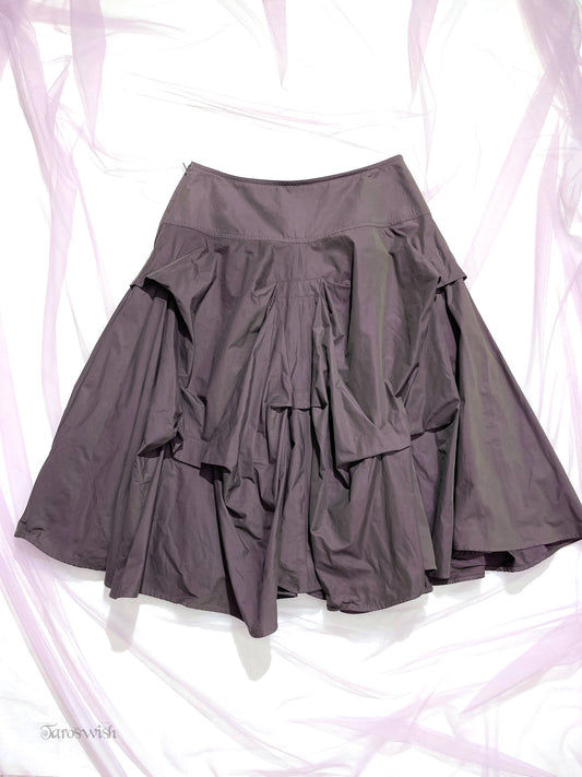 Senso unico reflective purple ruched midi skirt