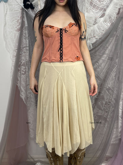 Peach Pink Lace Up Corset