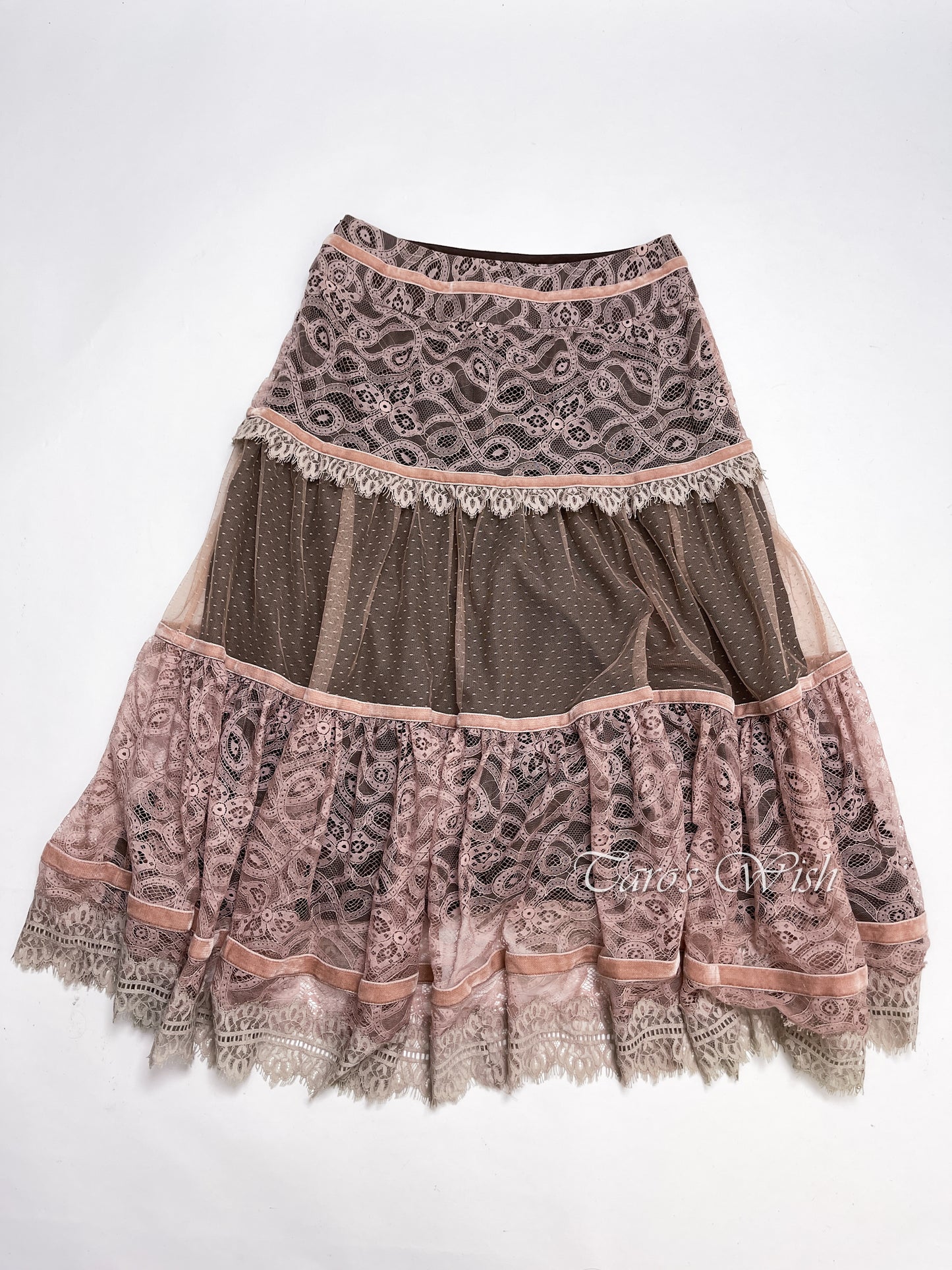 Hiroko Koshino Lace Tiered Maxi Skirt