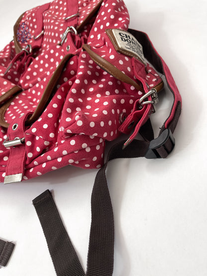 Vintage polka dots multi buckled utility backpack