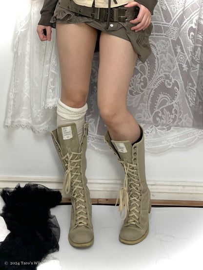 beige lace up heeled boots, EU36, euro label