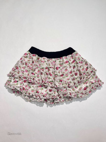 Floral print layered mini skirt