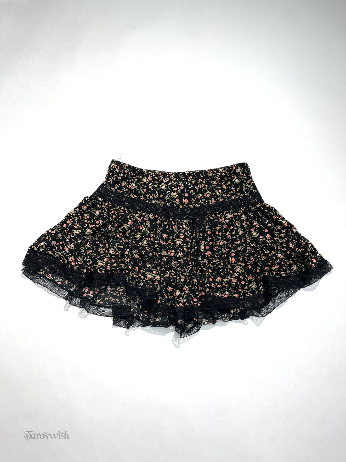 Floral print layered mini skirt