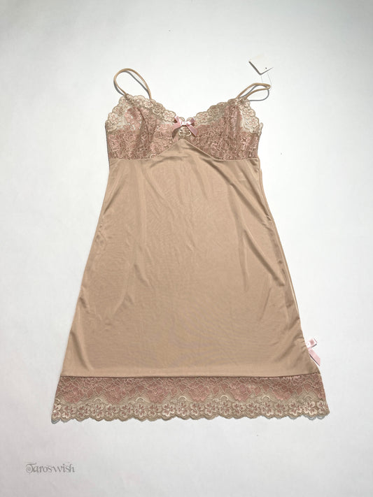 Peach John nude color lace ribbon dress