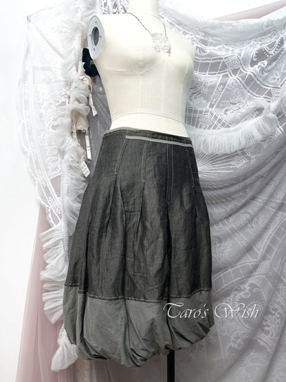 Balloon Patchwork Midi Skirt in Dark Grey