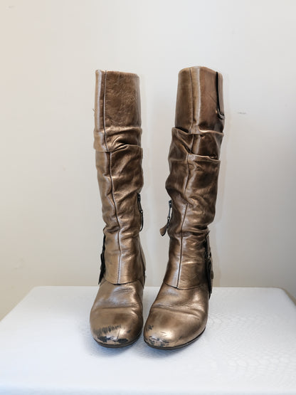 EU37 real leather gold elf boots, euro label