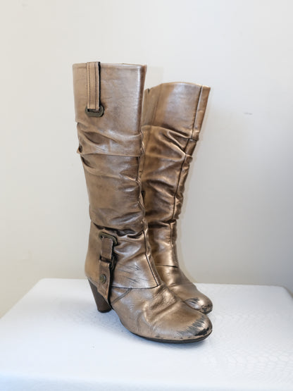 EU37 real leather gold elf boots, euro label