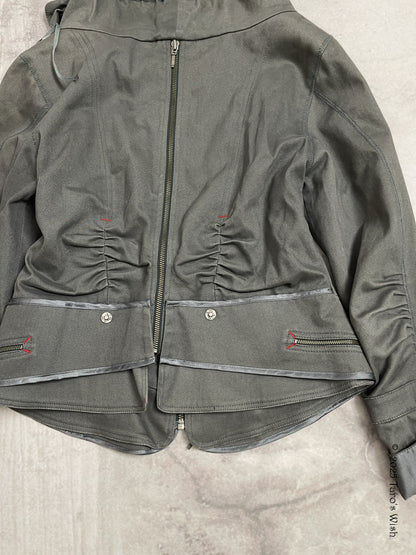 zip up back futuristic jacket, euro label