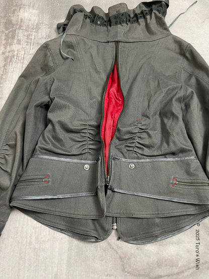 zip up back futuristic jacket, euro label