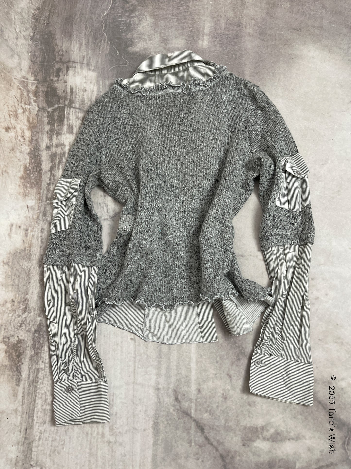 buckled faux layer knit shirt, euro label