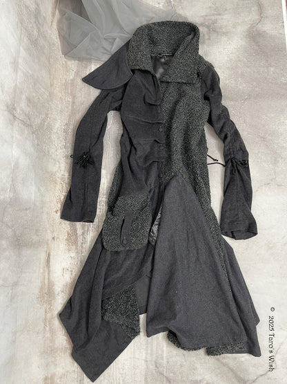 dark fantasy asymmetric coat, euro abel