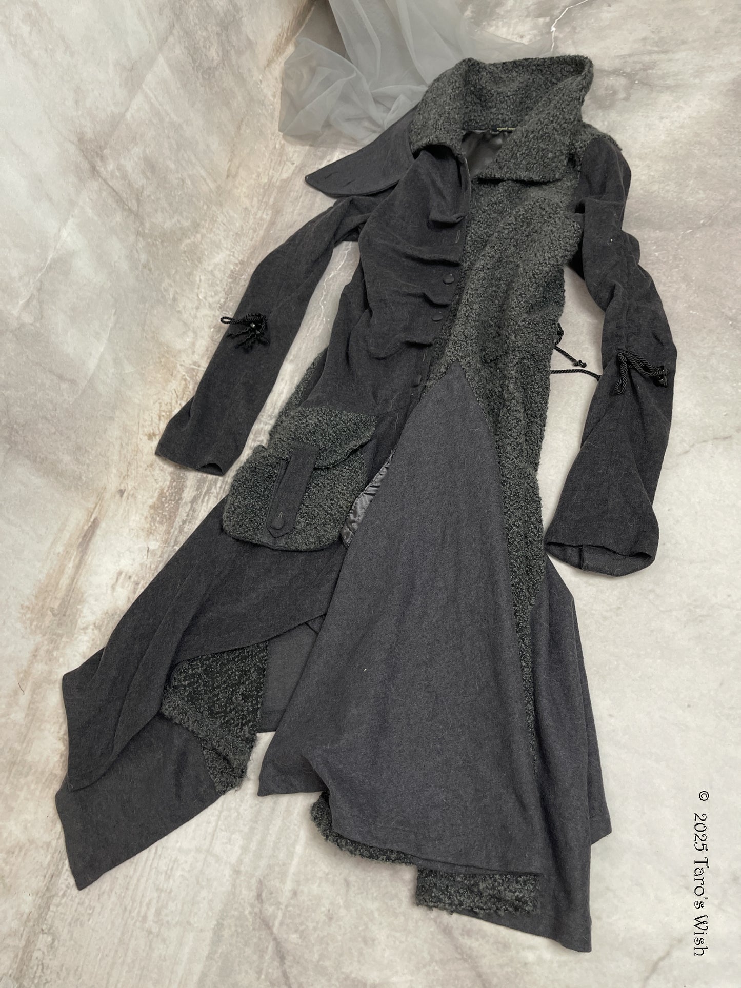 dark fantasy asymmetric coat, euro abel