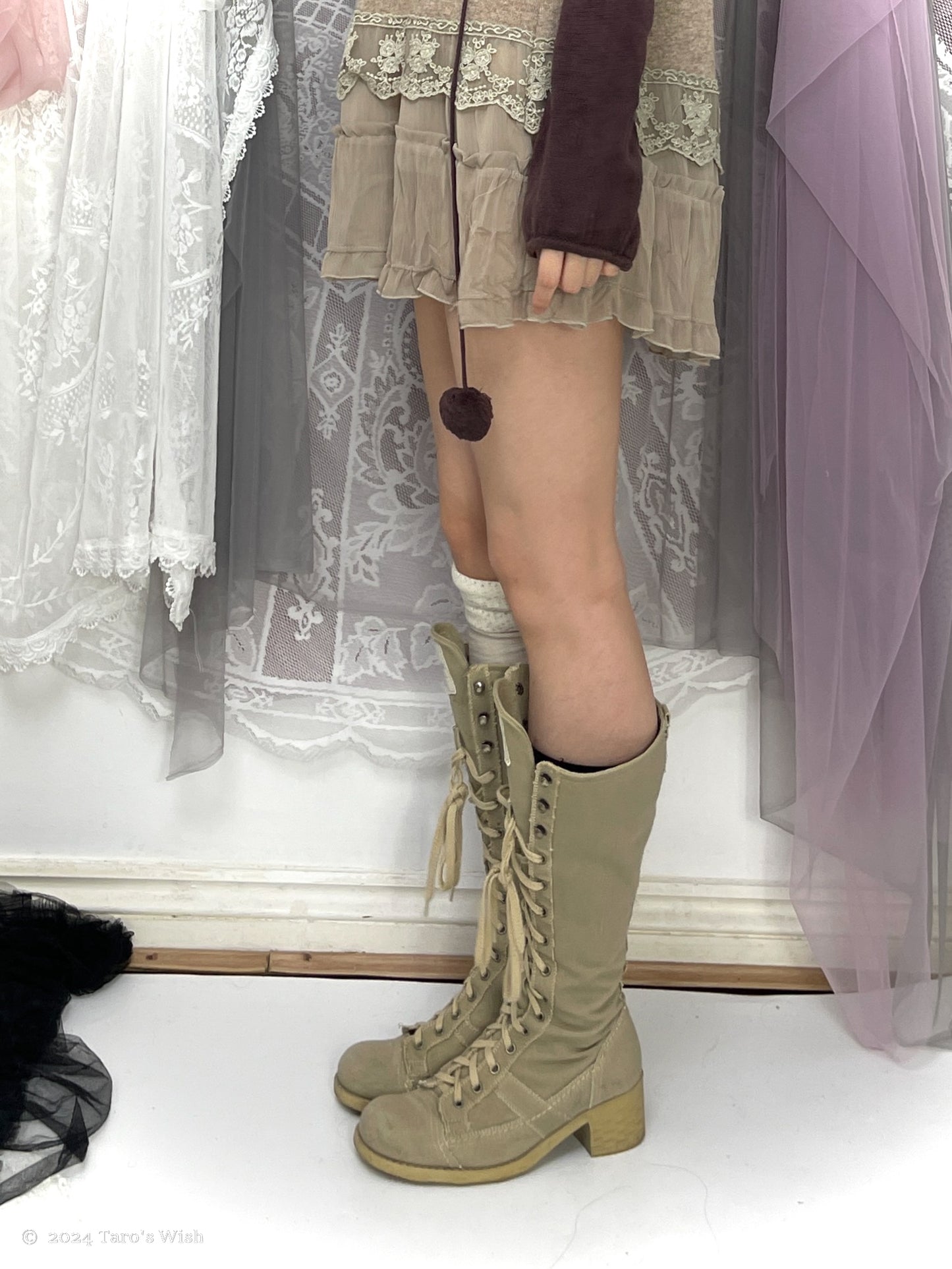 beige lace up heeled boots, EU36, euro label