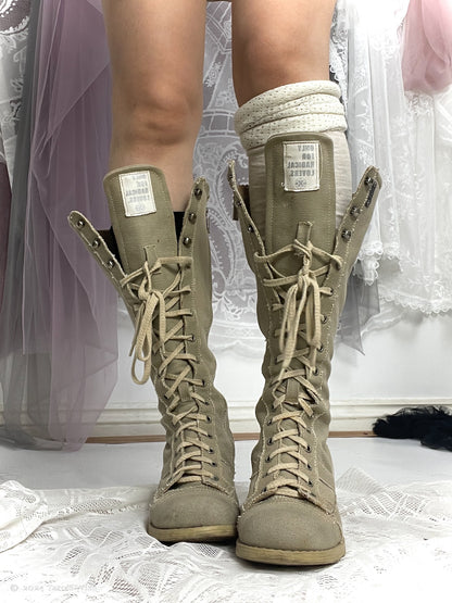 beige lace up heeled boots, EU36, euro label