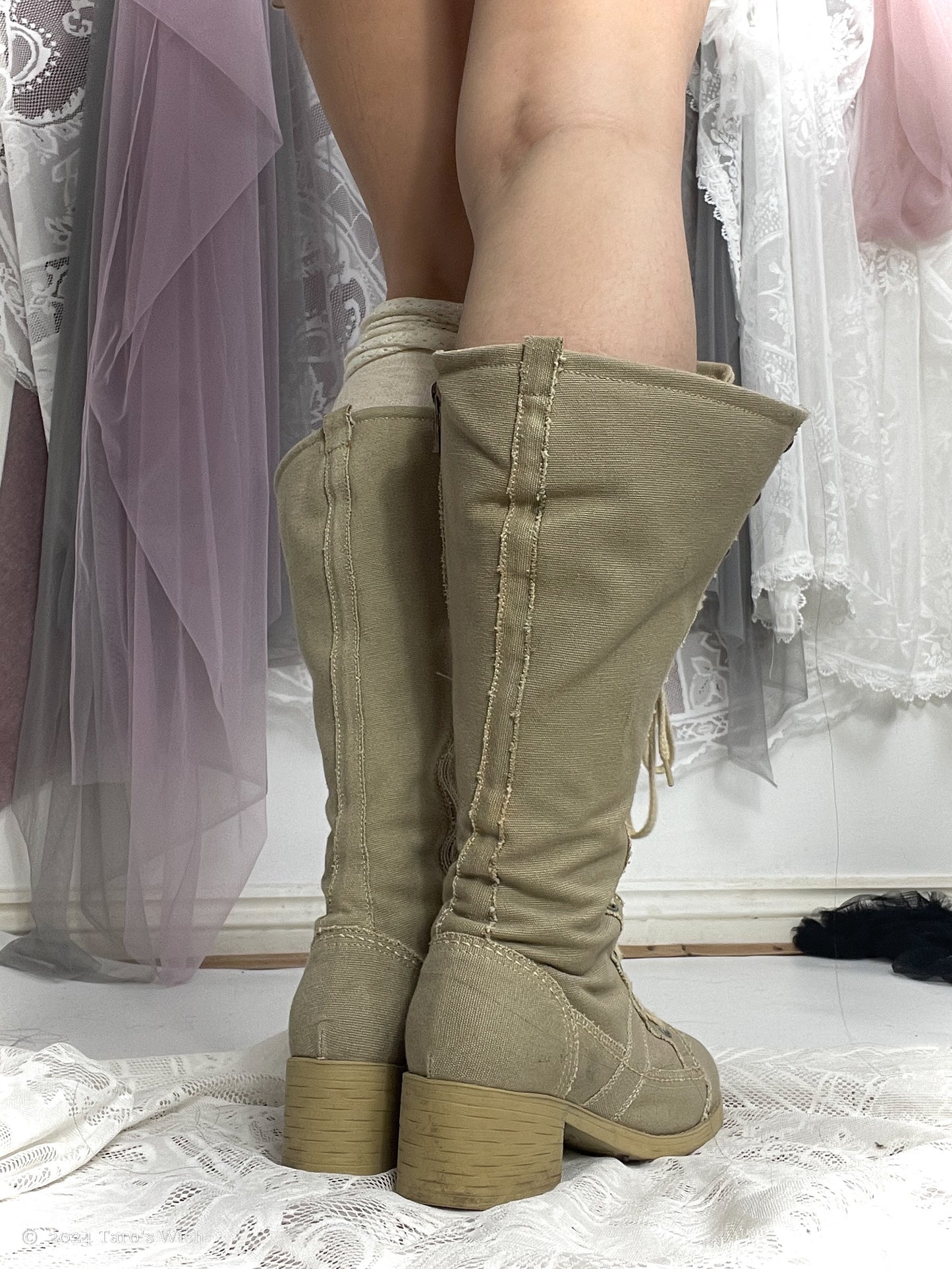 beige lace up heeled boots, EU36, euro label