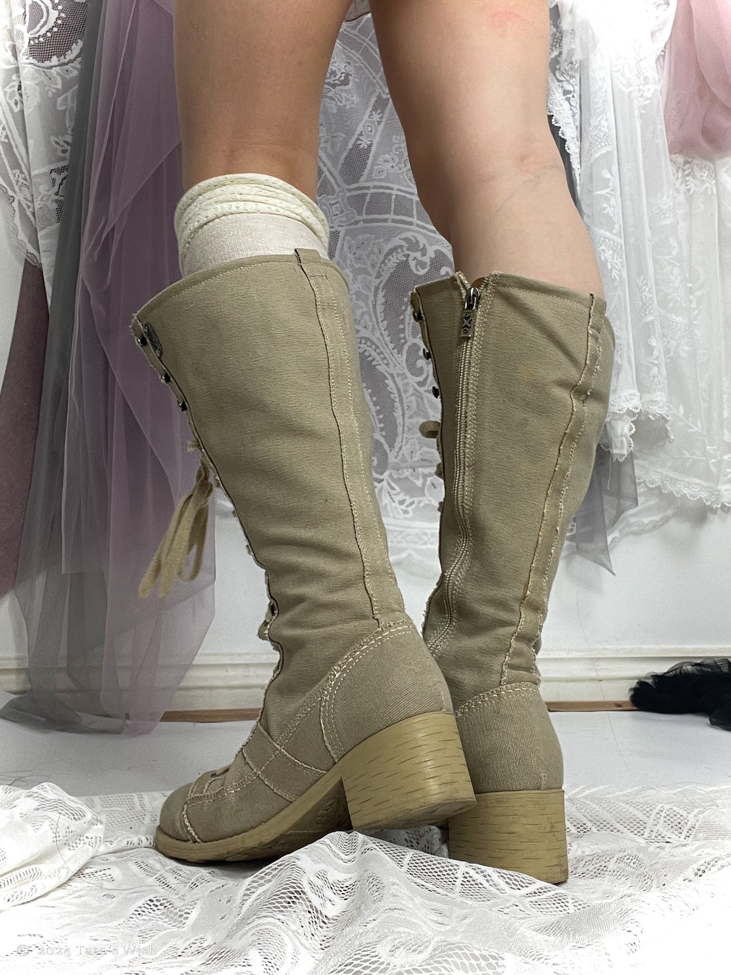 beige lace up heeled boots, EU36, euro label