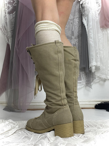 beige lace up heeled boots, EU36, euro label