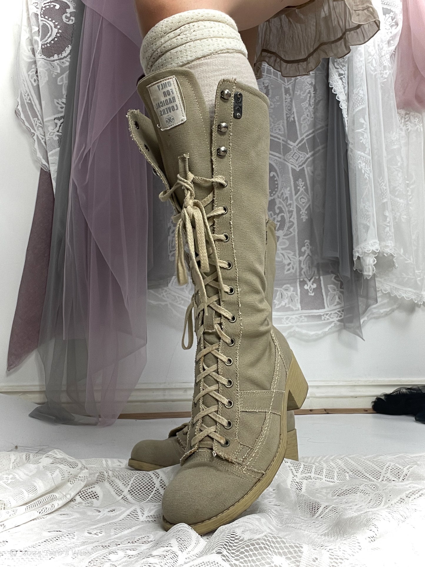 beige lace up heeled boots, EU36, euro label