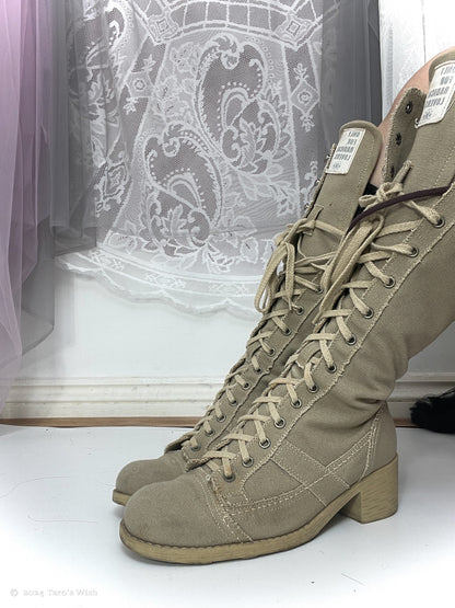 beige lace up heeled boots, EU36, euro label