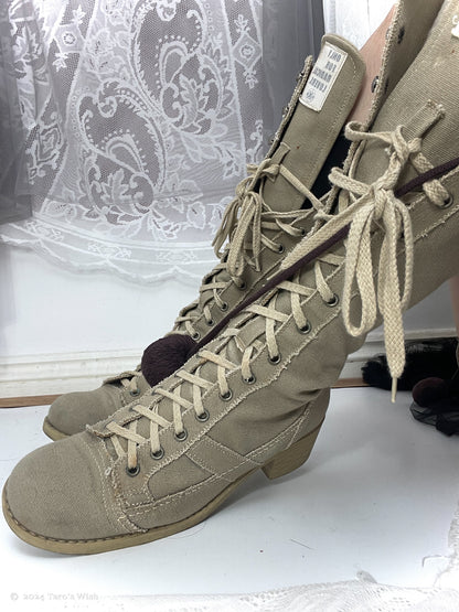 beige lace up heeled boots, EU36, euro label