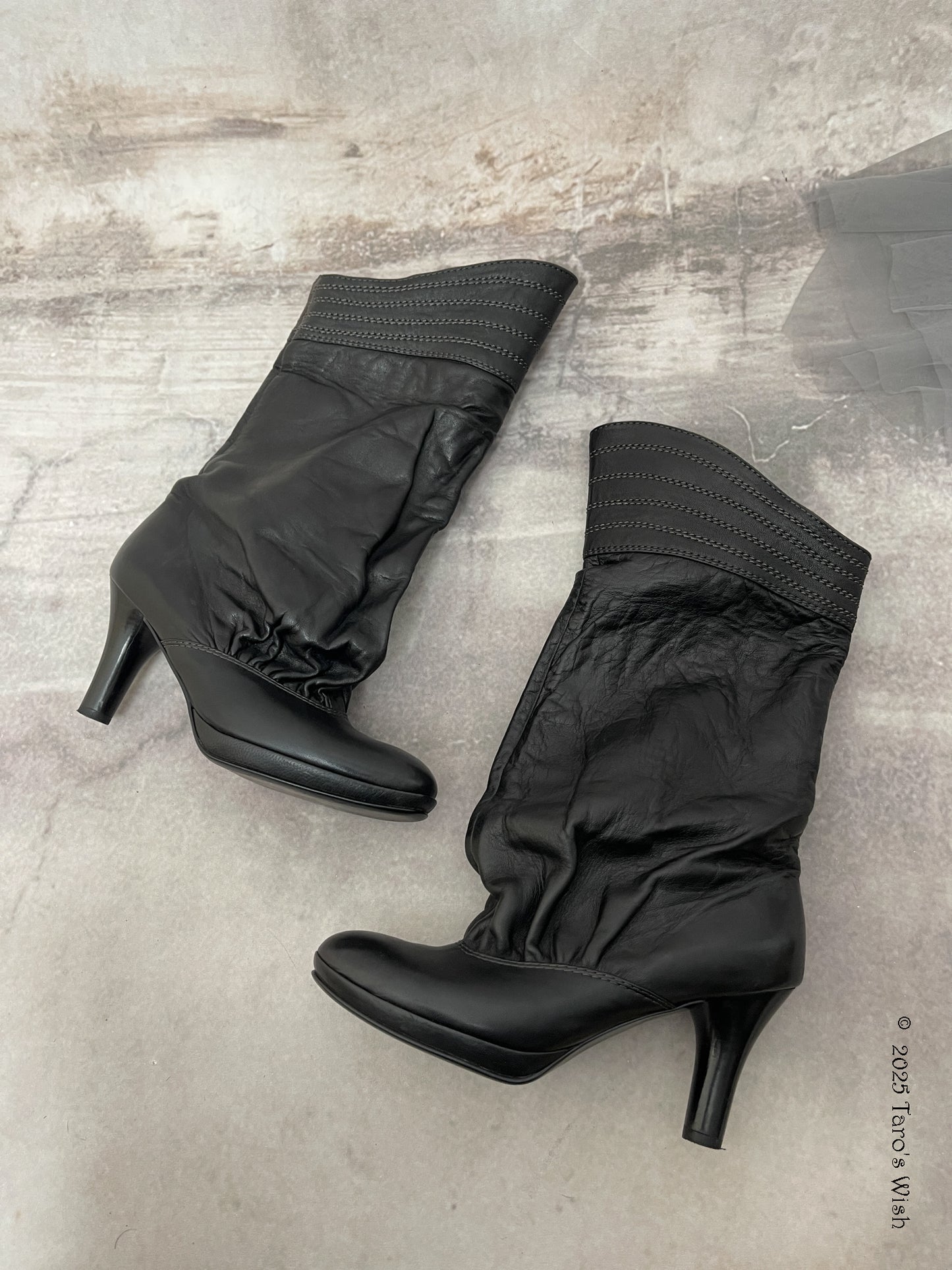 eu37.5-eu38 foldover slouch boots, japanese label