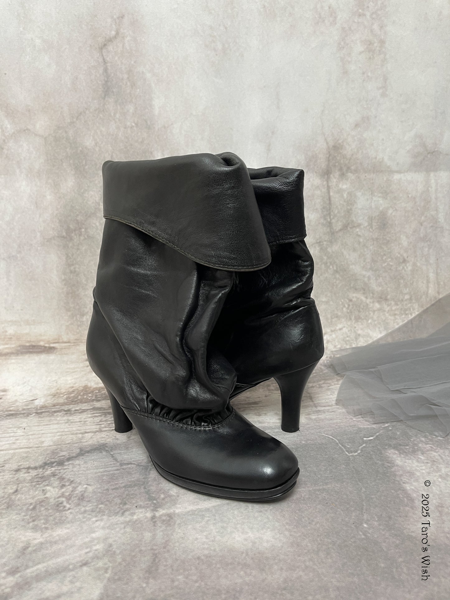 eu37.5-eu38 foldover slouch boots, japanese label