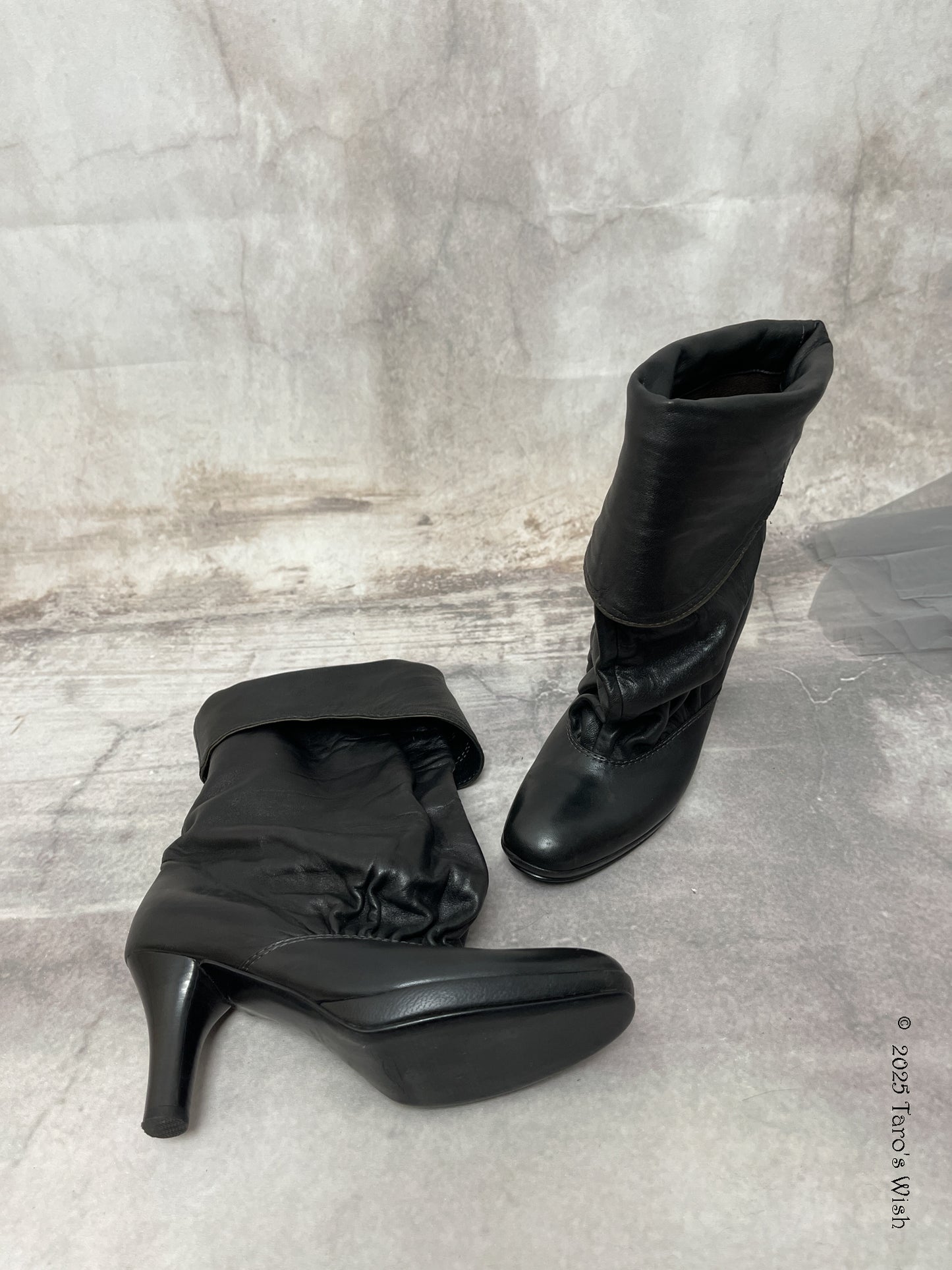 eu37.5-eu38 foldover slouch boots, japanese label