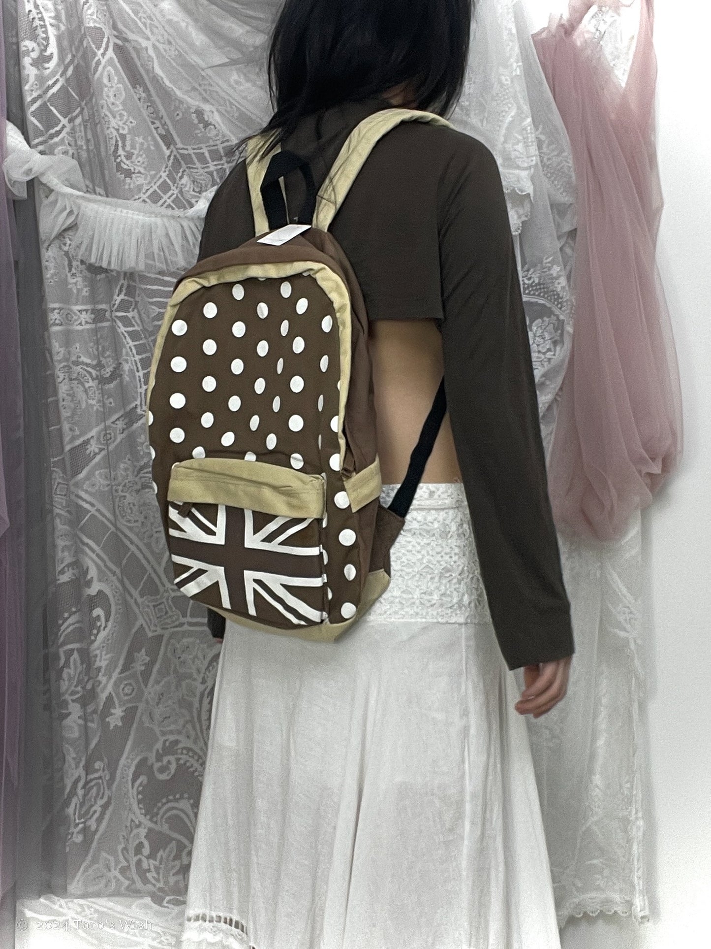 polka dots british flag backpack, japanese alebl