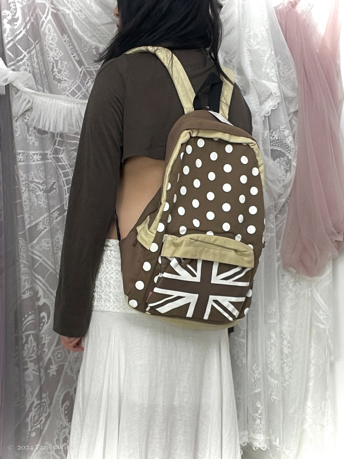 polka dots british flag backpack, japanese alebl