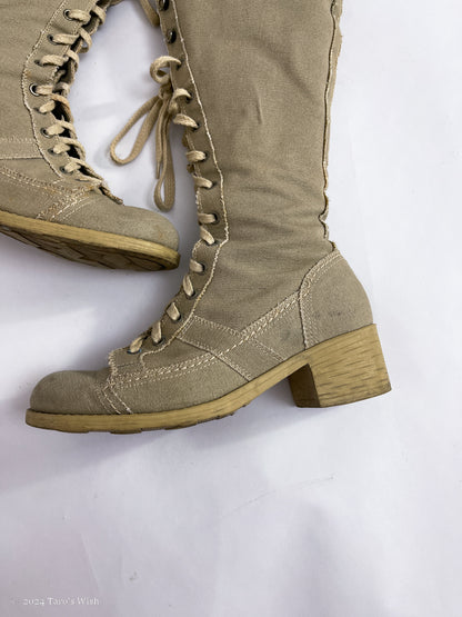 beige lace up heeled boots, EU36, euro label