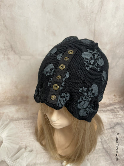 extra large skull graphic print beanie