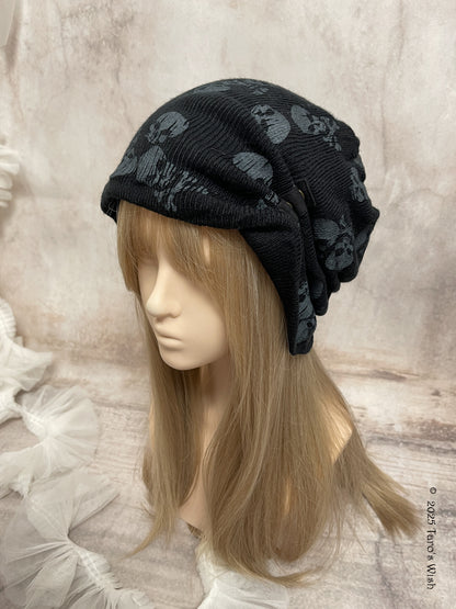 extra large skull graphic print beanie