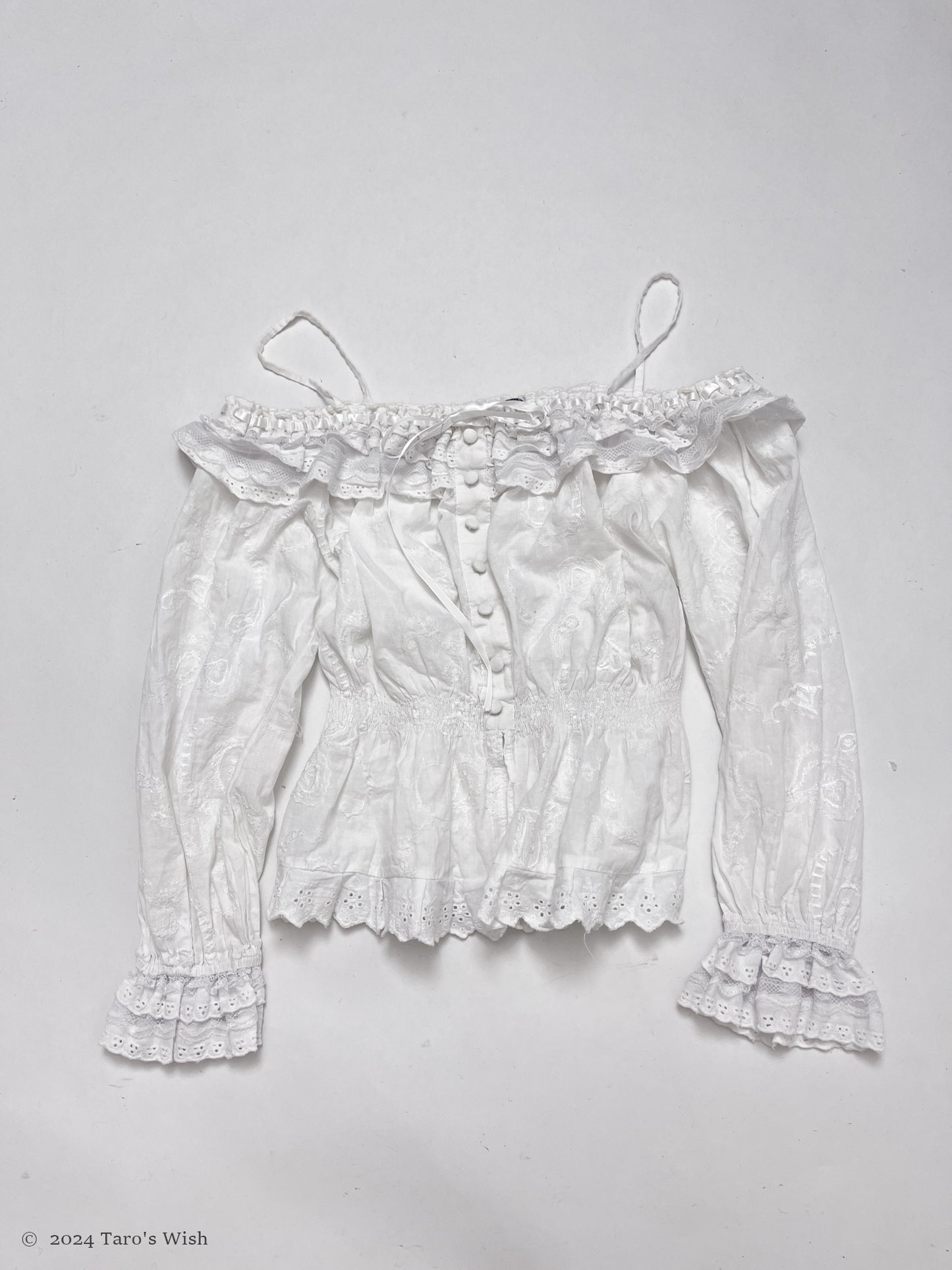 lace trim button up babydoll shirt, euro label