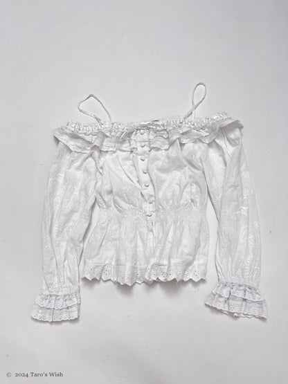 lace trim button up babydoll shirt, euro label